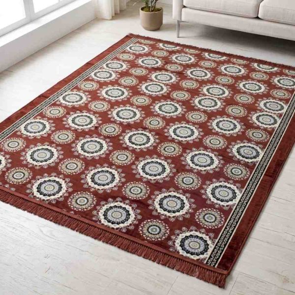 پتو فرش مخمل ترمزگیر ضد آب ۹ متری رنگ زرشکی